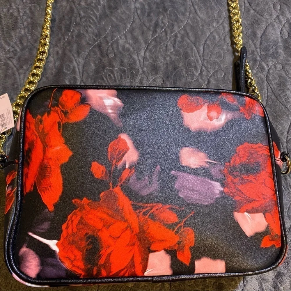 Victoria's Secret Floral Crossbody Purse With Gold Chain Strap